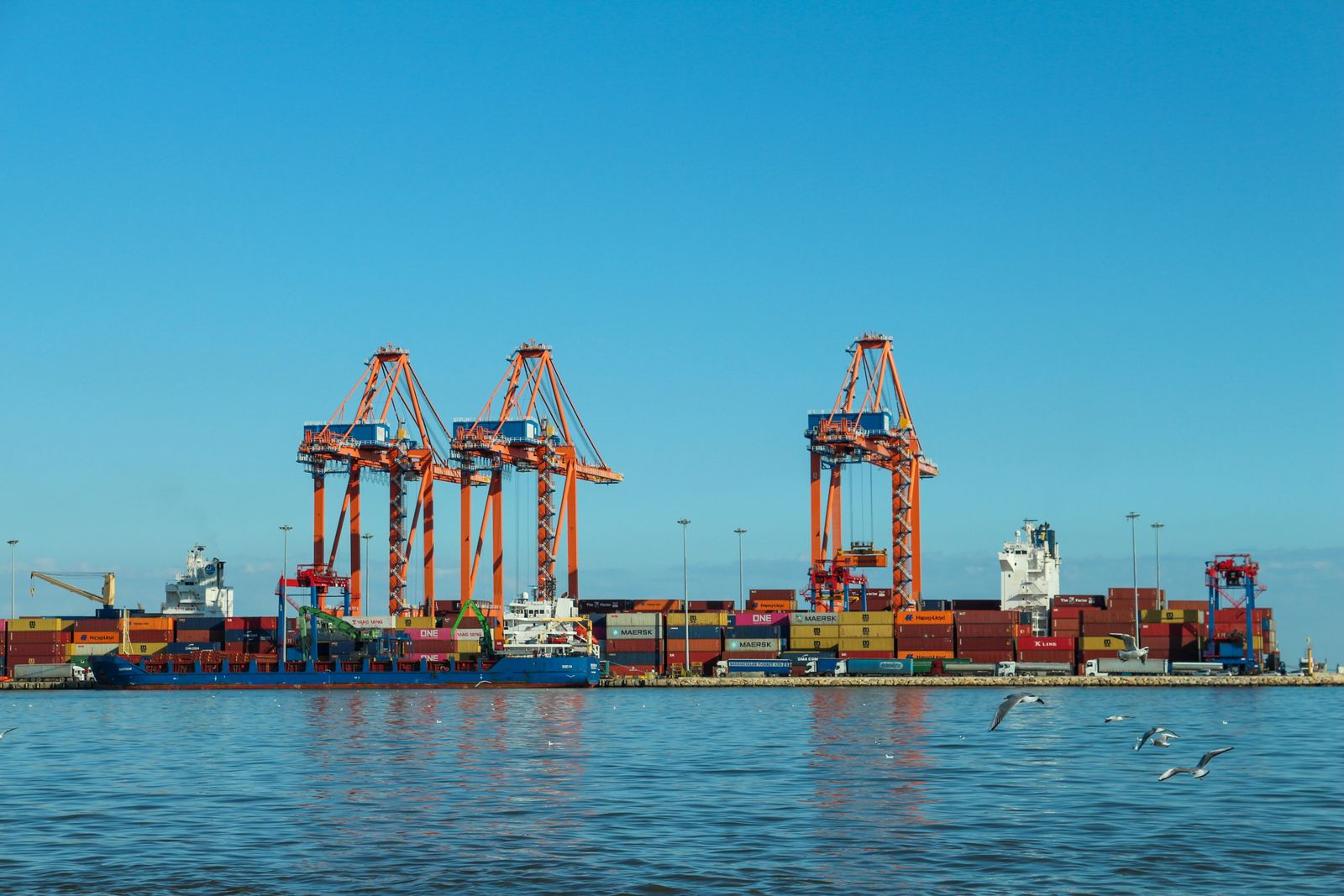 Shipping containers at port — importing FMCG goods into Saudi Arabia